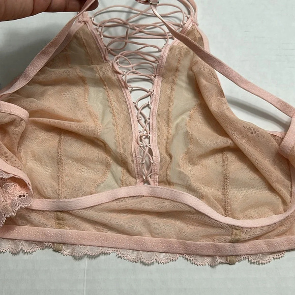 Victoria’s Secret Very Sexy Lace Up Bralette Light Pink Womens Size Large - Picture 7 of 8